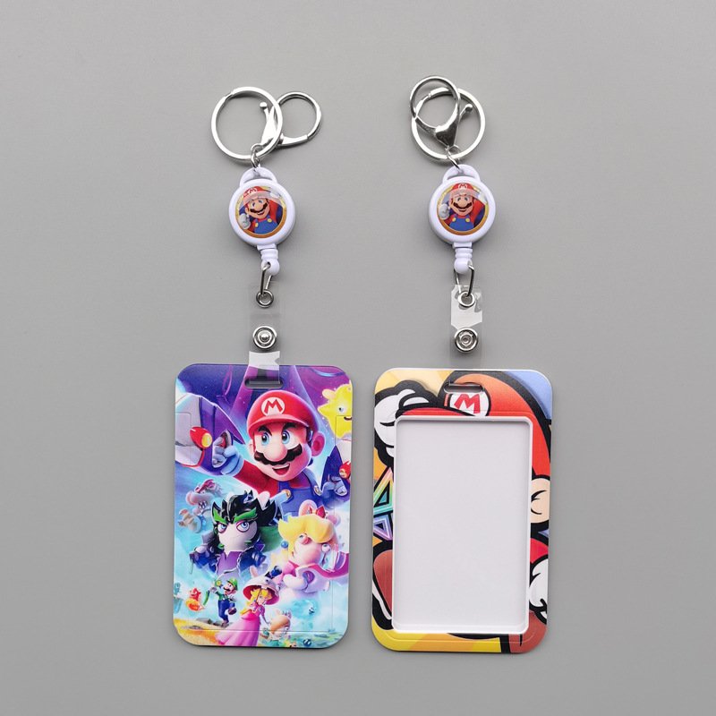 Hot Sale Neck Lanyard Scalable Card Holder Cartoon Cute Mario Card Holder Case Student ID Badge Cover Accessories For Kids