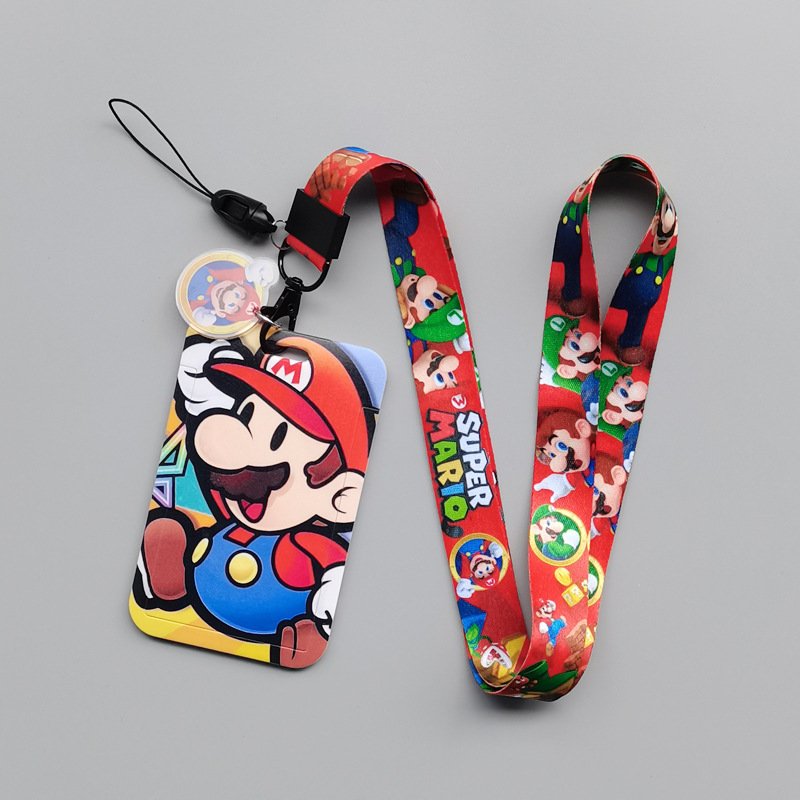 Hot Sale Neck Lanyard Scalable Card Holder Cartoon Cute Mario Card Holder Case Student ID Badge Cover Accessories For Kids