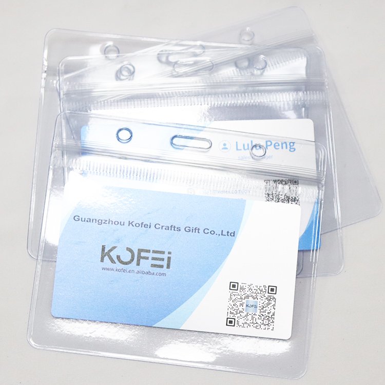 Kofei Kofei Custom Clear Soft Plastic ID Working Name Badge PVC Card Holder With Neck Strap Polyester Lanyard
