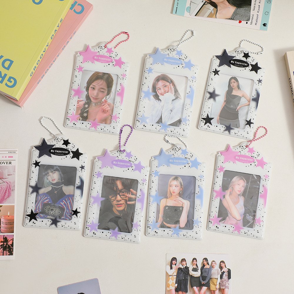 Custom Photo Id Card Holder PVC Photo Badge Holder Carton Photocard Holder PVC Card Sleeve Protectors For Key Chains Collection