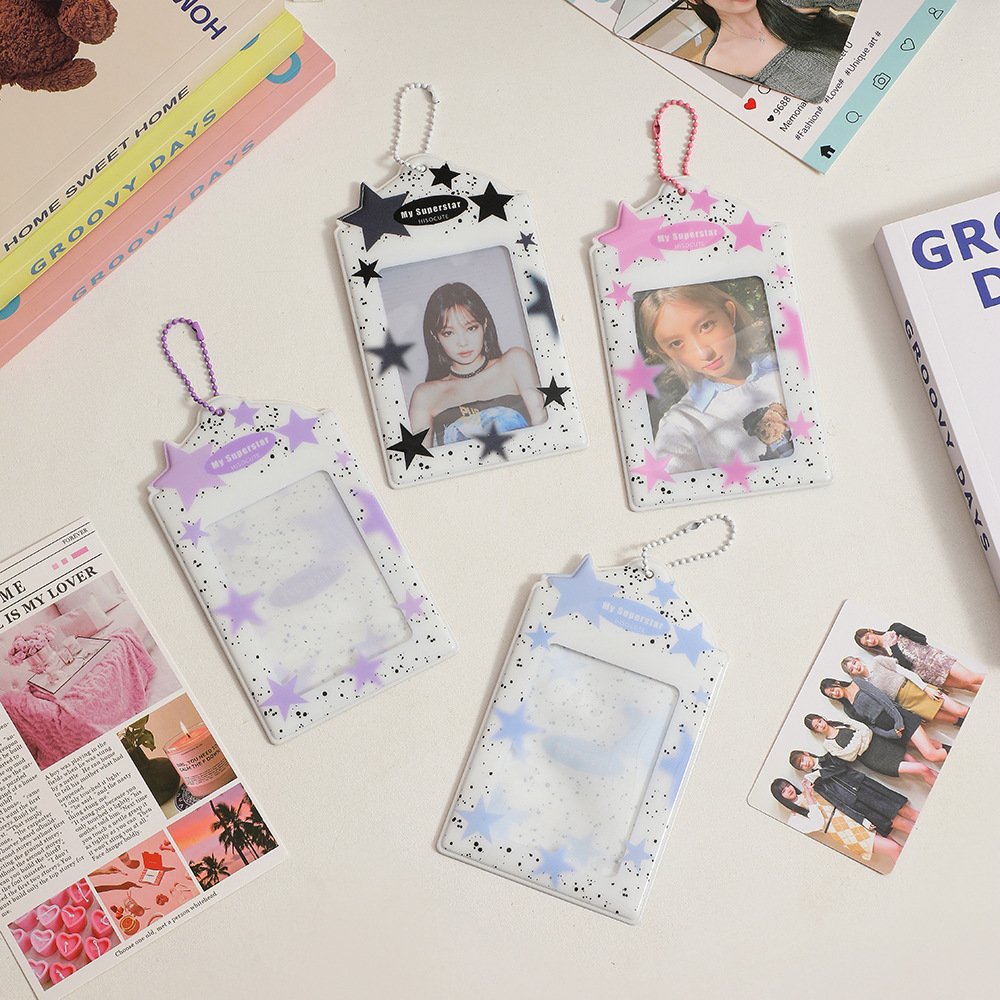 Custom Photo Id Card Holder PVC Photo Badge Holder Carton Photocard Holder PVC Card Sleeve Protectors For Key Chains Collection