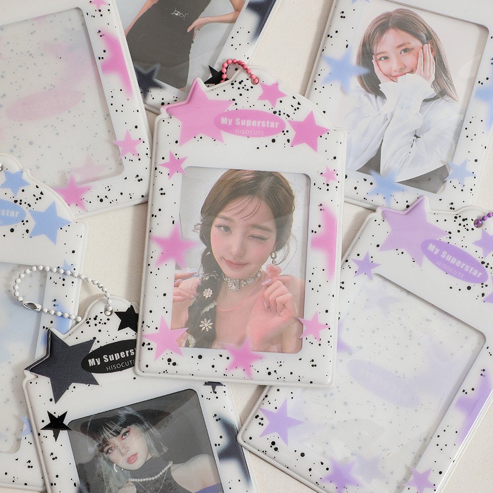 Custom Photo Id Card Holder PVC Photo Badge Holder Carton Photocard Holder PVC Card Sleeve Protectors For Key Chains Collection