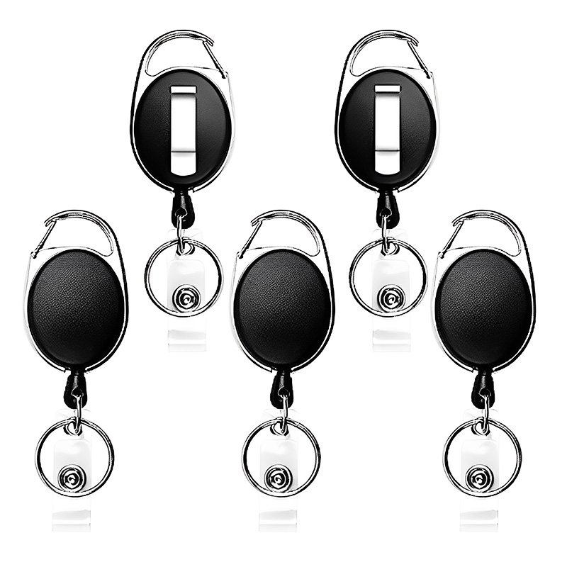 Custom 32mm Round ABS Retractable Badge Reel hook badge reel ID Card Holder For Teacher Student Nurses Keychain