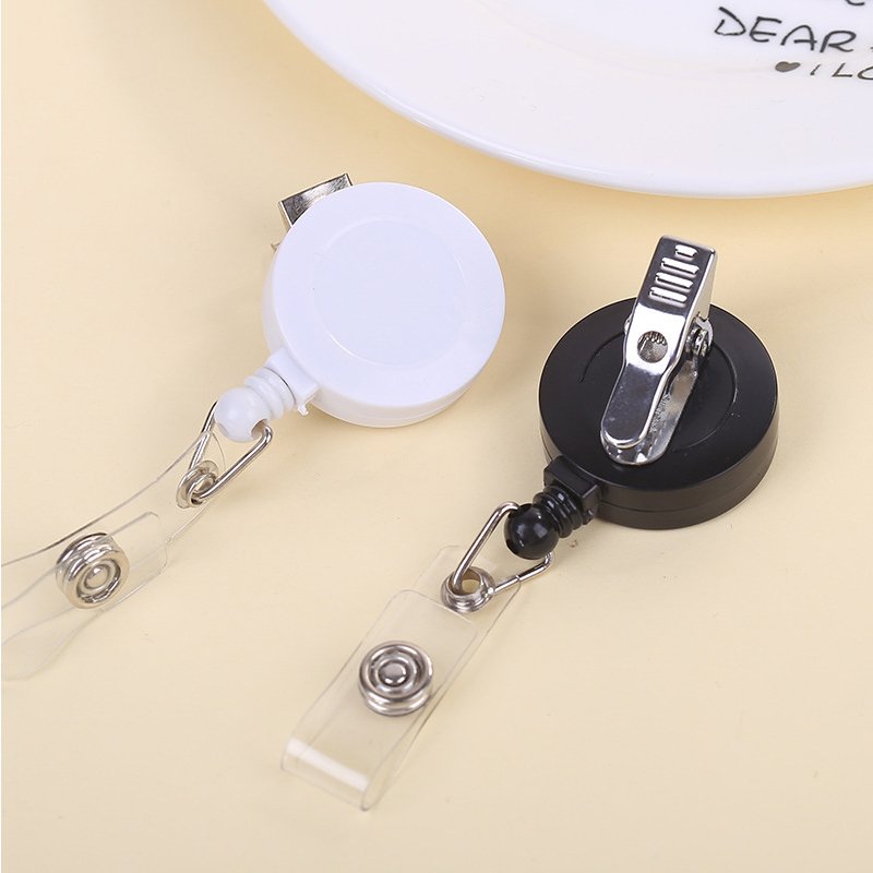 Custom 32mm Round ABS Retractable Badge Reel hook badge reel ID Card Holder For Teacher Student Nurses Keychain
