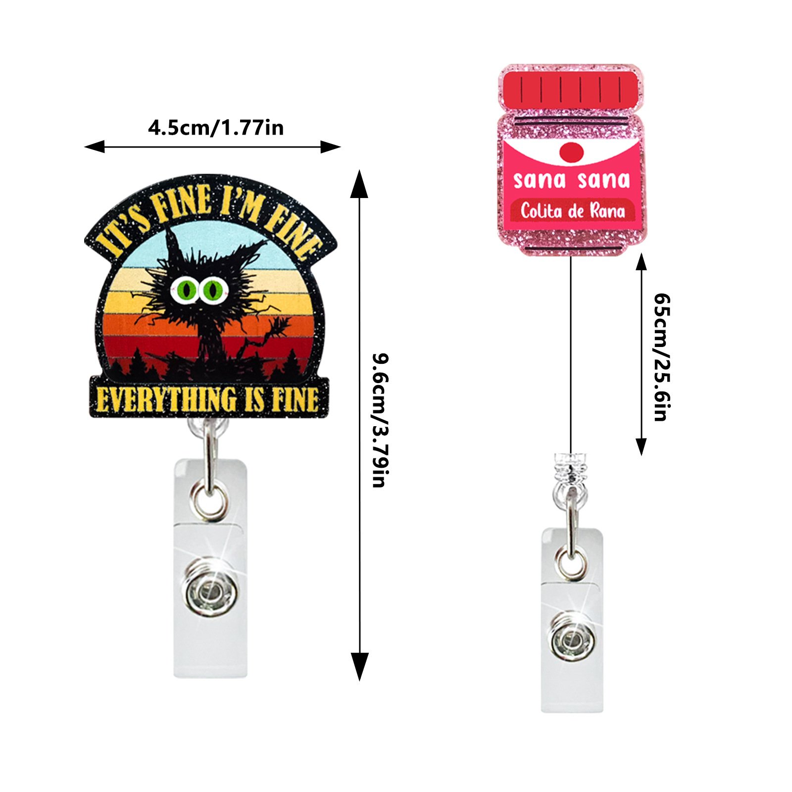 Abs Acrylic Keychain Teacher Office Teeth Ambulance Nurse Name Id Card Buckle Student Retractable Clip Badge Scroll Reel Holder