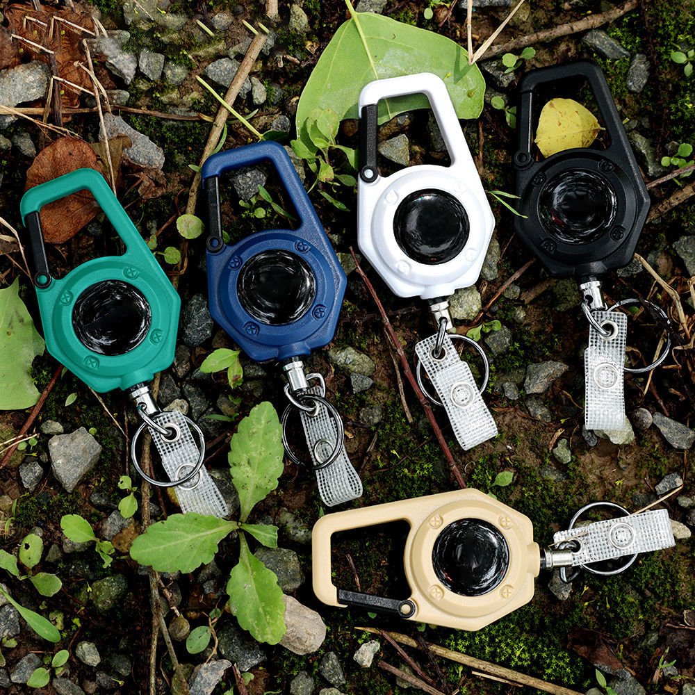 P-073 4CM Heavy Duty ABS Retract Carabiner Anti Lost Reractable Badge Reels ID Holder with Retractor Key Chain