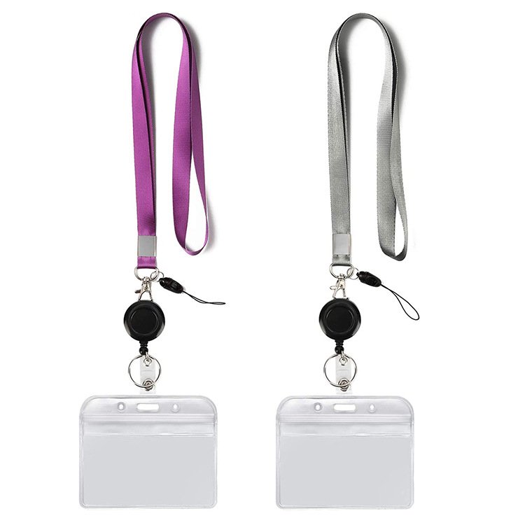 Retractable ID Badge Holder with Breakaway Lanyard,Heavy Duty Badge Reel,Detachable Keychain, Cruise Ship Cards Holder