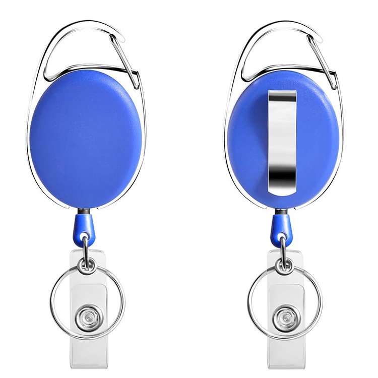 Wholesale Custom Oval Shape Clip Carabiner Retractable Badge Reel School Student Medical Nurse Id Card Working Card Badge Holder