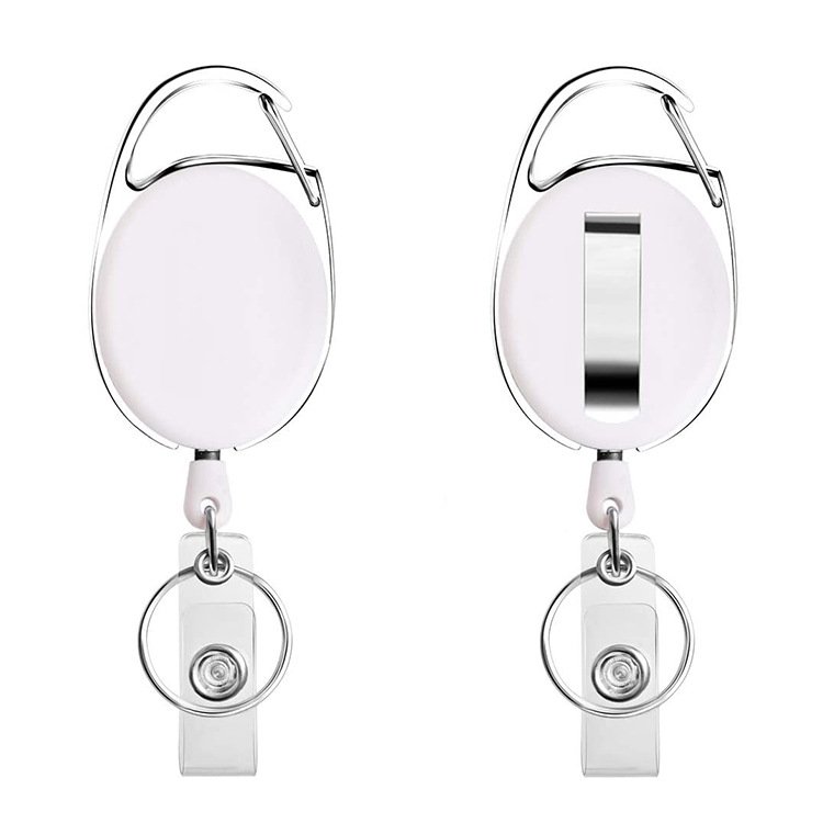 Wholesale Custom Oval Shape Clip Carabiner Retractable Badge Reel School Student Medical Nurse Id Card Working Card Badge Holder