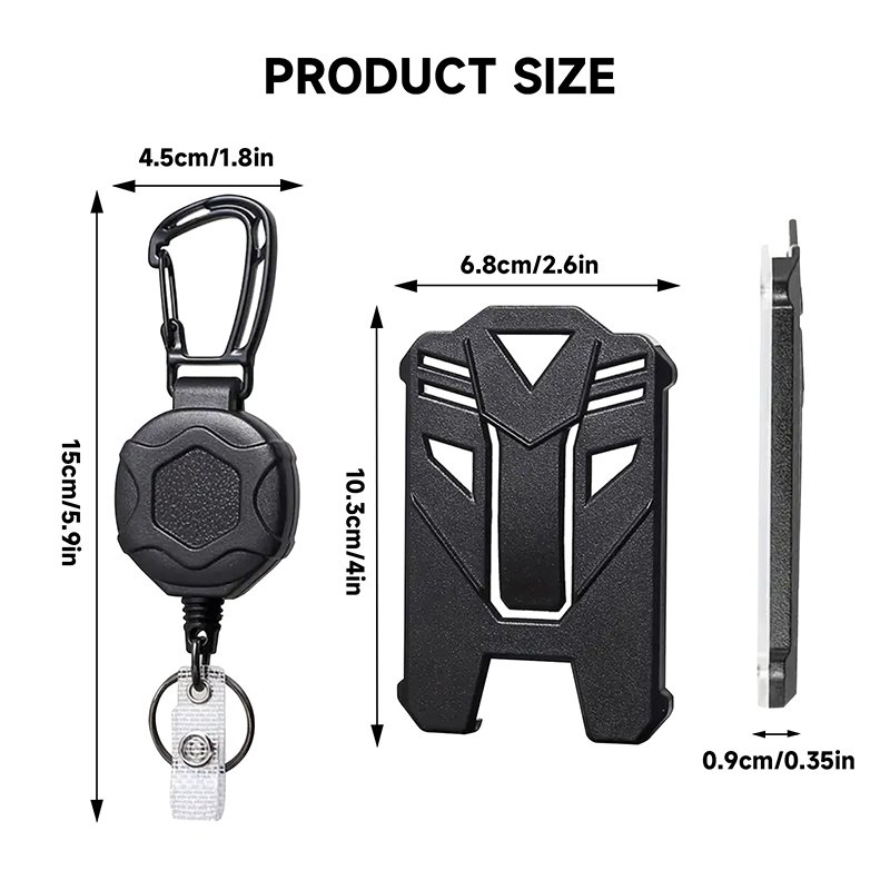 Custom Logo ABS Retractable Badge Reel Heavy Duty Multitool Carabiner KeyChain Tactical ID Card Holder With Steel Wire Cord