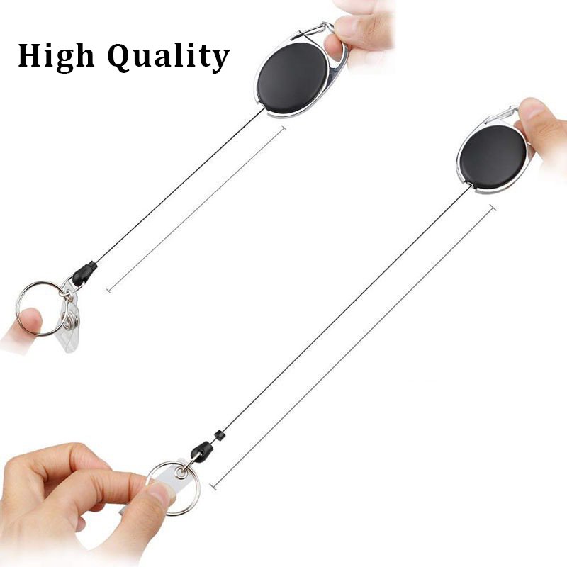 Factory Price ID Cards Badge Holders For Lanyards With Retractable String Carabiner Badge Reel With Key Ring Can Custom Logo