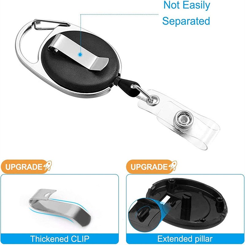 Factory Price ID Cards Badge Holders For Lanyards With Retractable String Carabiner Badge Reel With Key Ring Can Custom Logo