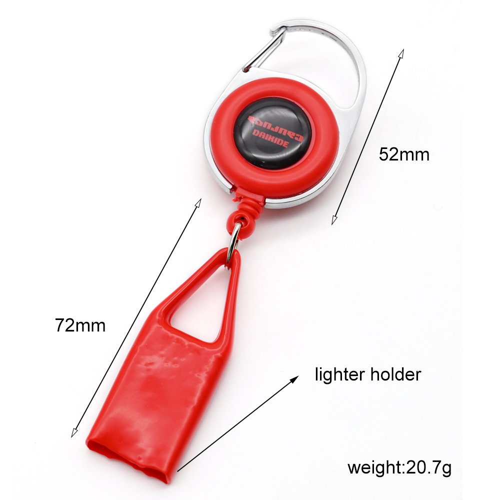 Durable Leather ID Card Badge Holder Keychain Carabiner Retractable Badge Reel With Lighter Holder