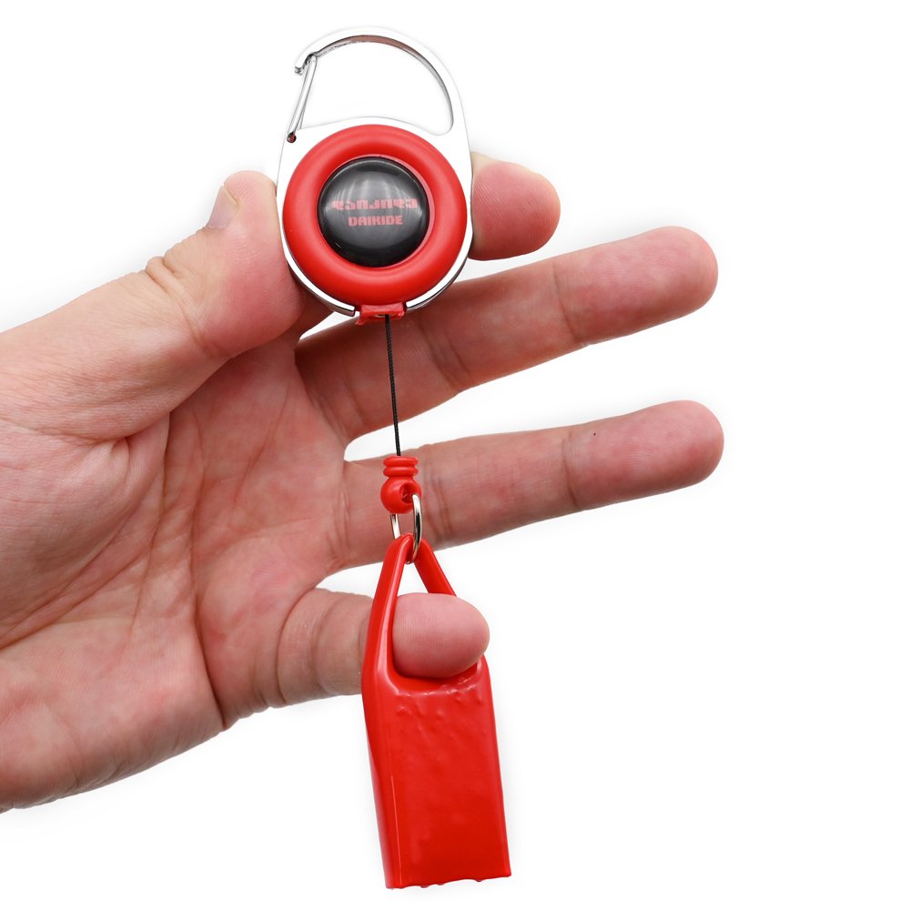 Durable Leather ID Card Badge Holder Keychain Carabiner Retractable Badge Reel With Lighter Holder