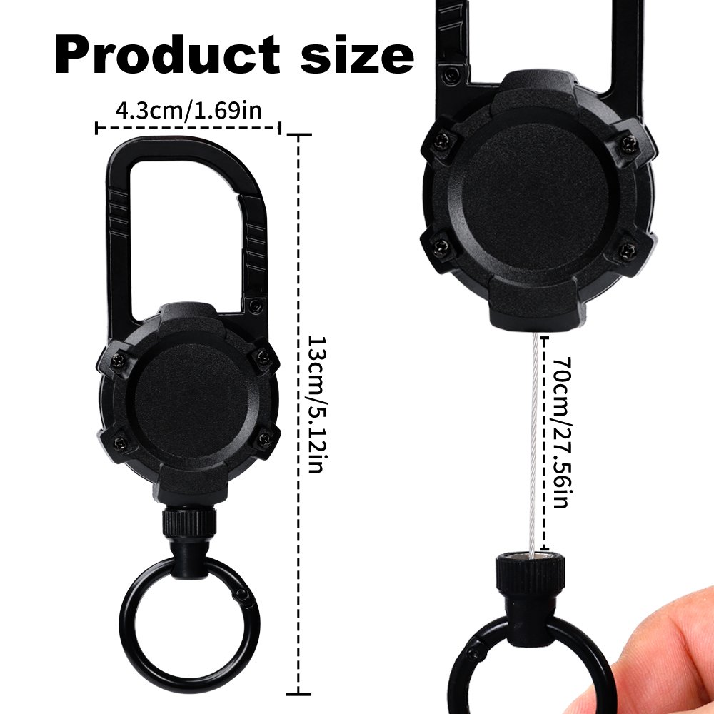 Multifunctional High Stretch Easy To Pull D Hook Stainless Steel Heavy Duty Metal Id Reractable Badge Holder With Carabine Reel