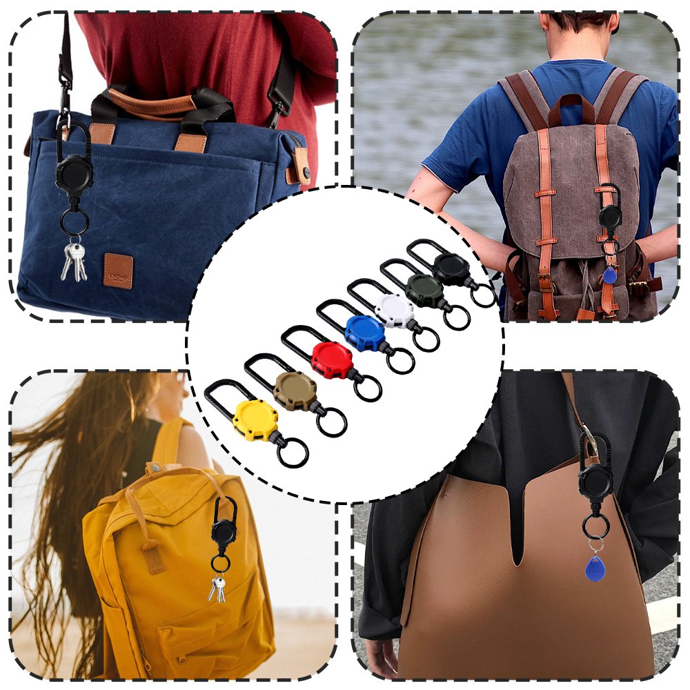 Multifunctional High Stretch Easy To Pull D Hook Stainless Steel Heavy Duty Metal Id Reractable Badge Holder With Carabine Reel