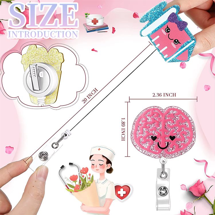 Custom Logo Colorful Geometry Acrylic Patch Cute Nurse Badge Clip Simple Multi-Functional Acrylic Reel Badge Clip
