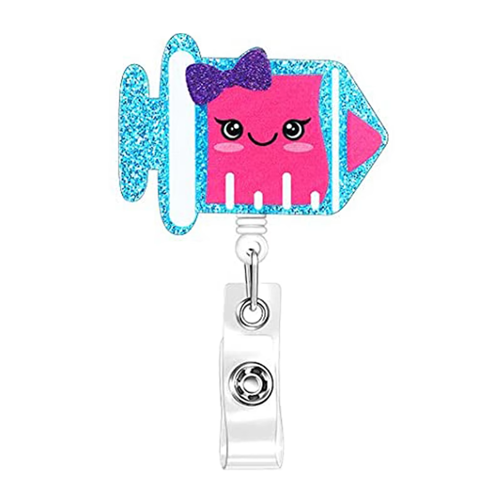 Custom Logo Colorful Geometry Acrylic Patch Cute Nurse Badge Clip Simple Multi-Functional Acrylic Reel Badge Clip