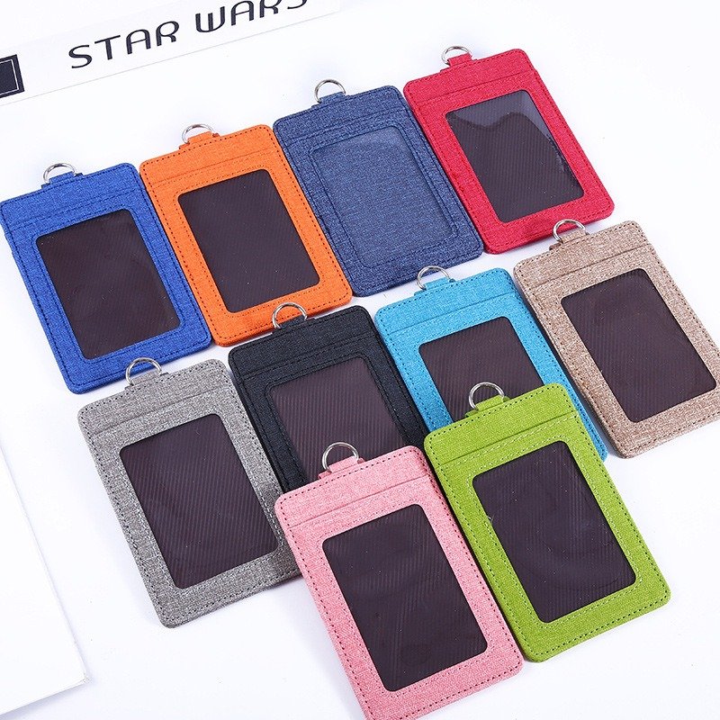 Wholesale Fabric Pattern PU Leather ID Badge Holder 3 Card Slots Credit Card Holder