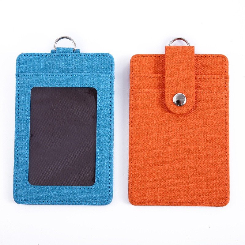 Wholesale Fabric Pattern PU Leather ID Badge Holder 3 Card Slots Credit Card Holder