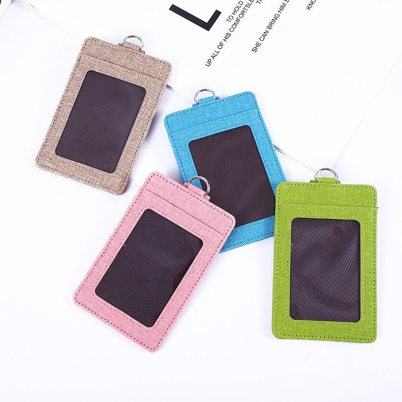Wholesale Fabric Pattern PU Leather ID Badge Holder 3 Card Slots Credit Card Holder