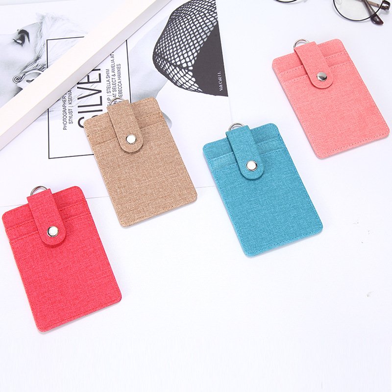 Wholesale Fabric Pattern PU Leather ID Badge Holder 3 Card Slots Credit Card Holder