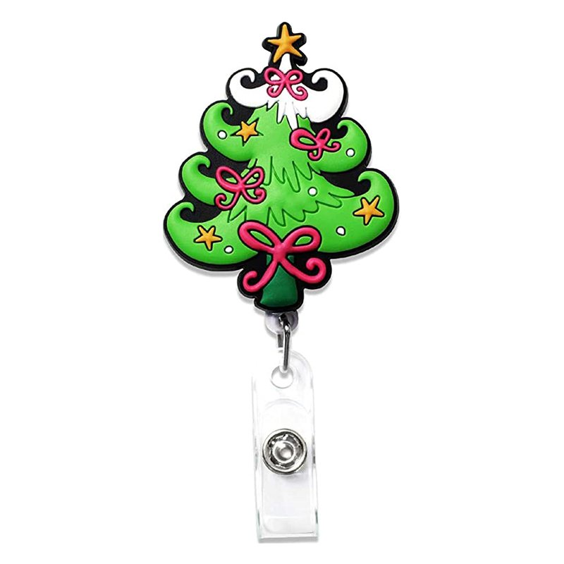 Nurse badge reel Christmas Snowman Clip Hang Medicine Clock Christmas Tree Badge Reel for Adjustable Badge Reel Alligator Clip