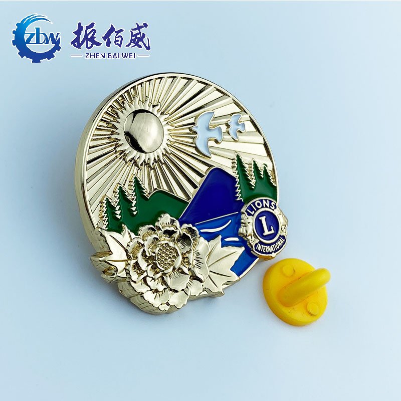 Badge Creative Landscape Pattern Brooch Making Gold-plated Lapel Pin Metal Custom Enamel Lapel Pin Custom Size Badge & Emblem