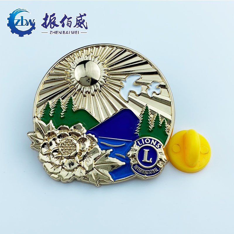 Badge Creative Landscape Pattern Brooch Making Gold-plated Lapel Pin Metal Custom Enamel Lapel Pin Custom Size Badge & Emblem