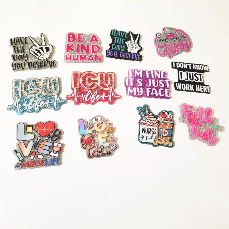 Mix Style Medical Series STNA Badge Holder Nurse Acrylic Plastic Badge Reel For Nurse Name Tag Accessories no Badge Holder