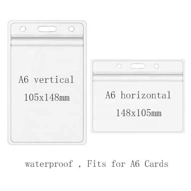 A6 Soft PVC Badge Holder Waterproof Clear School Teacher Nurse ID Card Sleeve Flexible Vinyl Exhibition Show Pass Card Pouch
