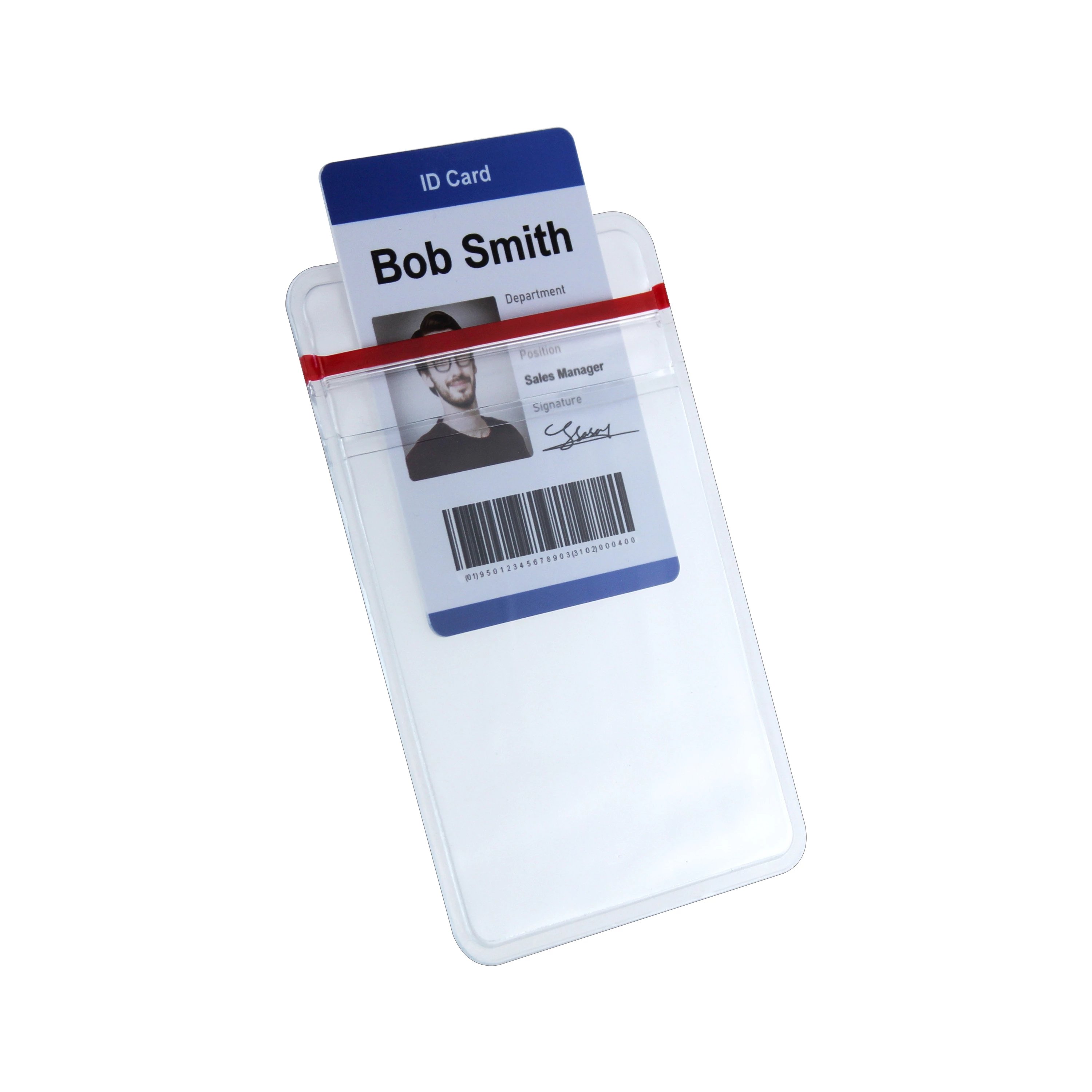 Bestom Resealable Top Load Extra Thickness PVC Transparent Id Card Pouch Sleeve,Name Badge Holder Vinyl Identity Card Holder