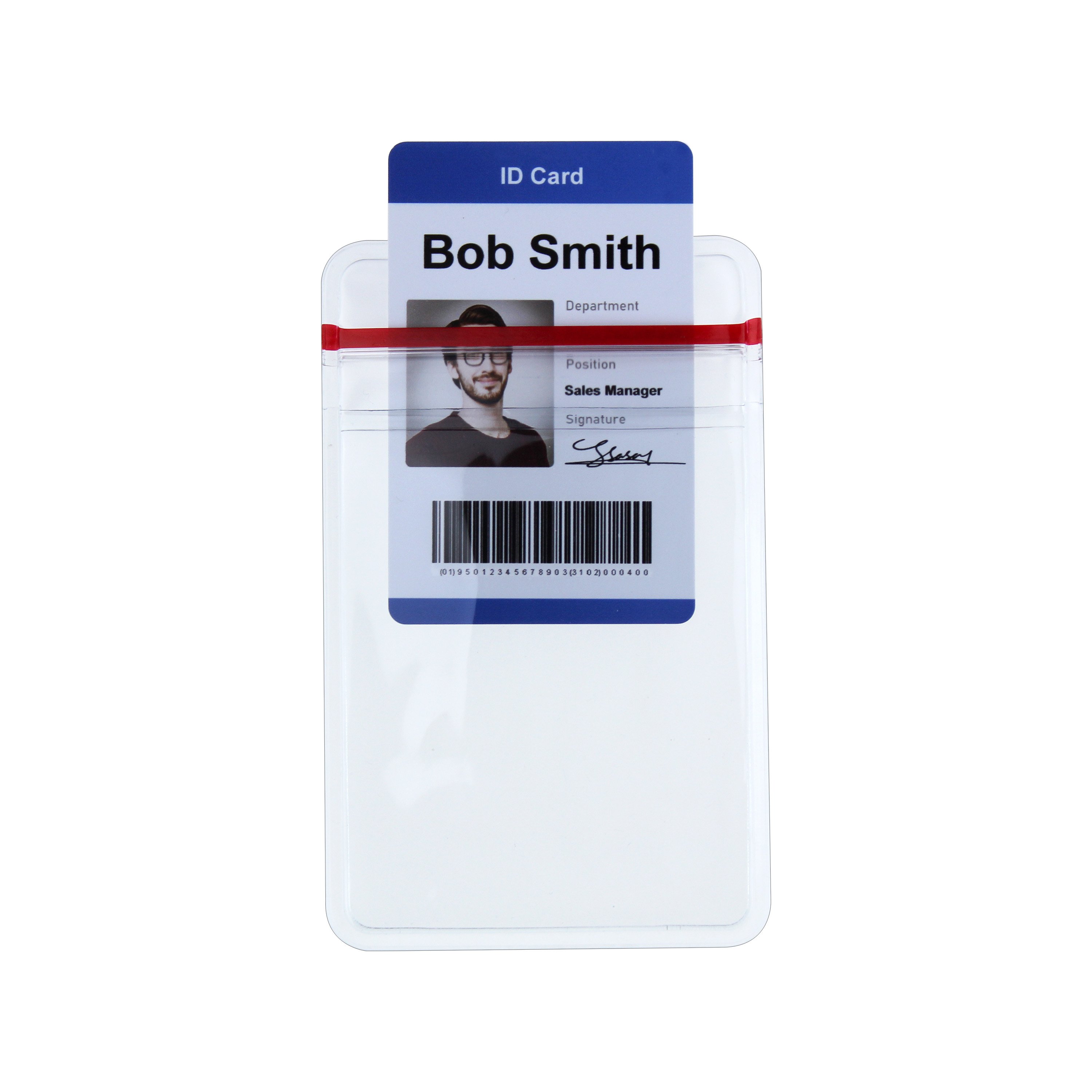 Bestom Resealable Top Load Extra Thickness PVC Transparent Id Card Pouch Sleeve,Name Badge Holder Vinyl Identity Card Holder
