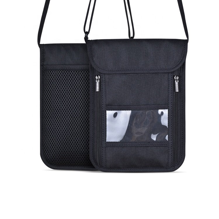 Security Blocking Neck Wallet Badge Holder Fashion Neck Pouch Bag Travel Neck Pouch RFID