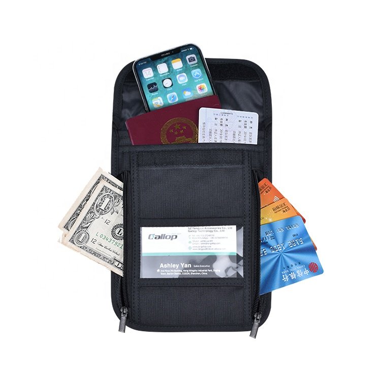 Security Blocking Neck Wallet Badge Holder Fashion Neck Pouch Bag Travel Neck Pouch RFID