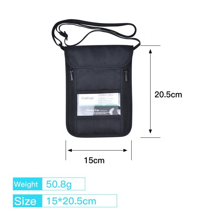 Security Blocking Neck Wallet Badge Holder Fashion Neck Pouch Bag Travel Neck Pouch RFID