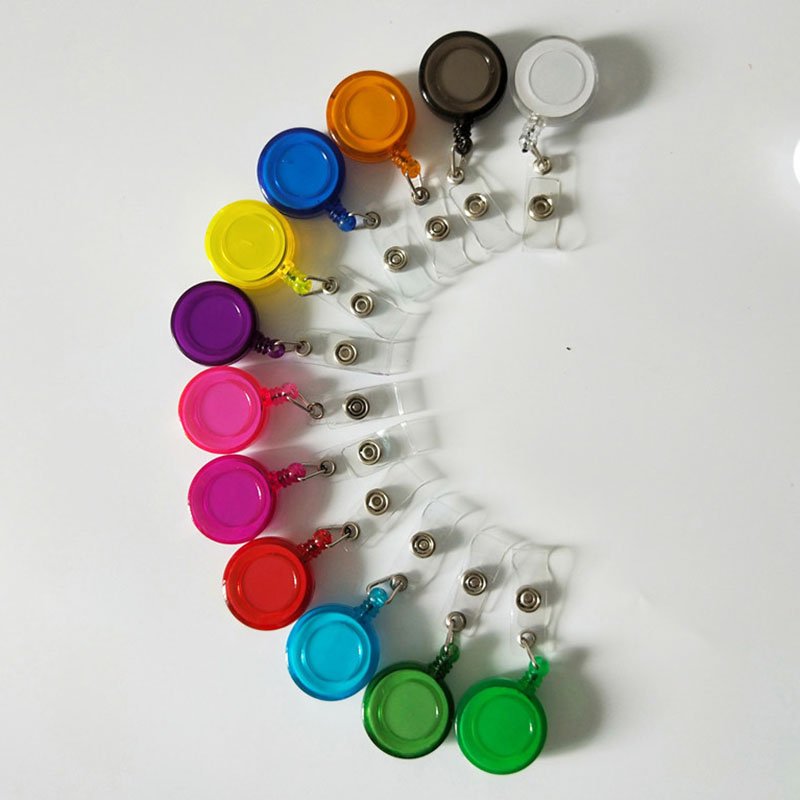 Wholesale Multi Color ABS ID Card Badge Holder Reels Translucent Retractable Badge Reel With PVC Strap