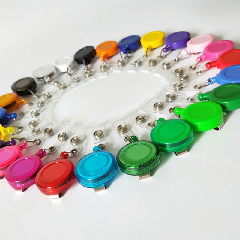 Wholesale Multi Color ABS ID Card Badge Holder Reels Translucent Retractable Badge Reel With PVC Strap