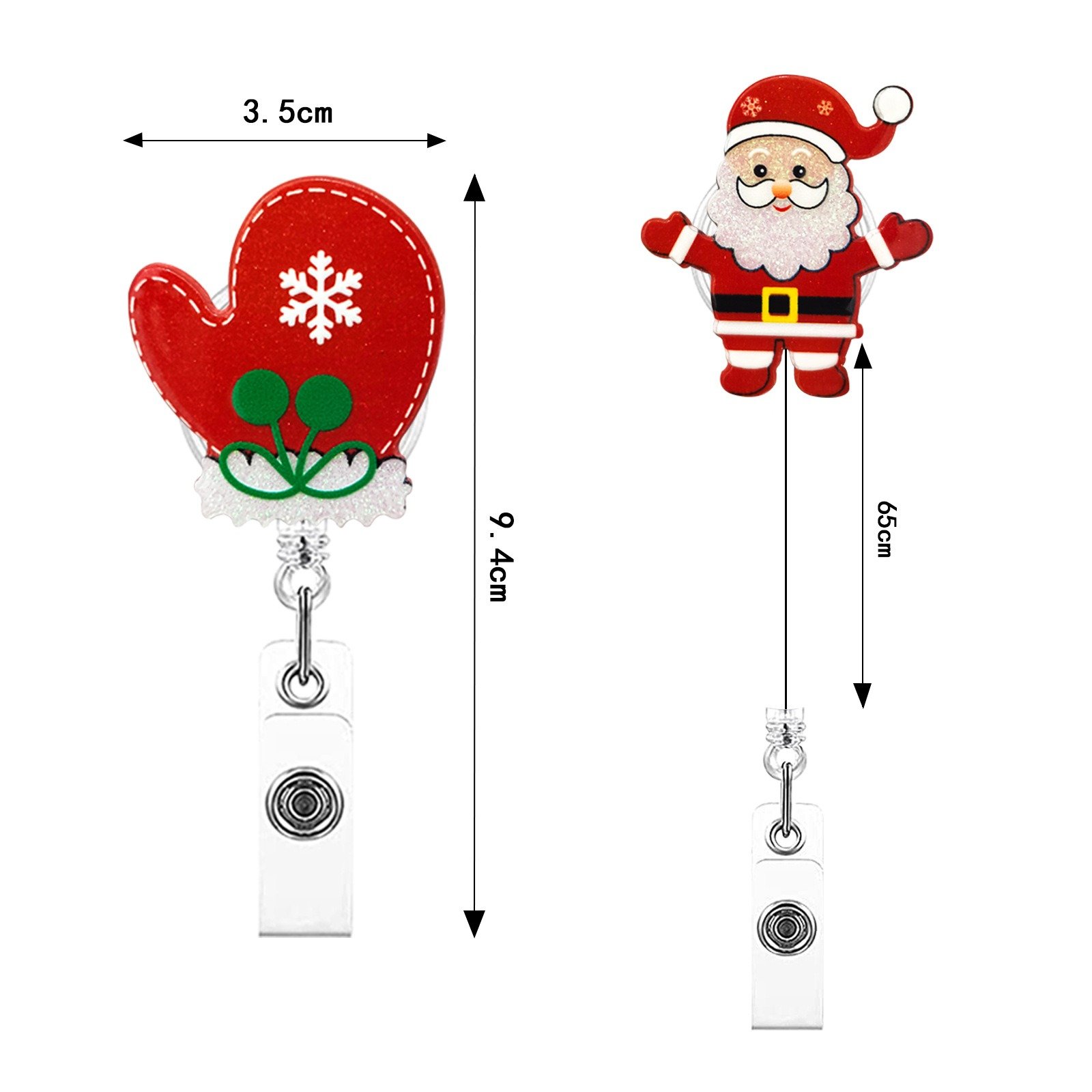 Christmas Tree Elk Snowman Retractable Badge Reel For Holiday Gift Glitter Acrylic Abs Id Card Holder Scroll Keychain Badge Reel