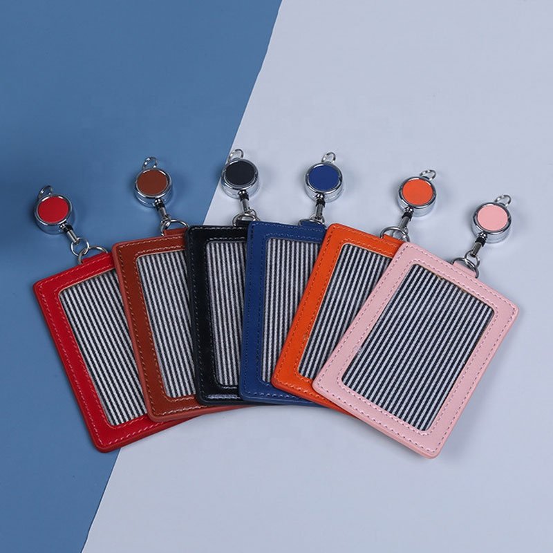 Promotion Gifts Clear Window Detachable Vertical PU Leather ID Badge Holder
