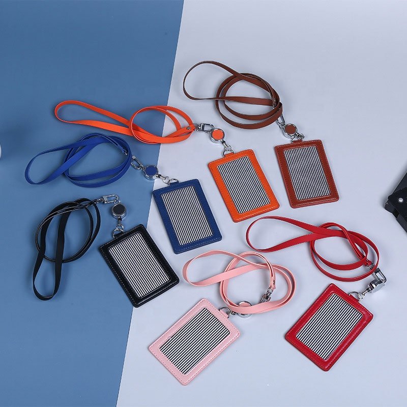 Promotion Gifts Clear Window Detachable Vertical PU Leather ID Badge Holder