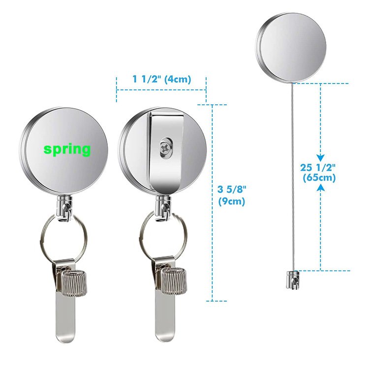 Convenient Anti loss Metal Retractable Badge Reel keychain Pencil & Pen Holder on laptop Note book Pen leash Clip