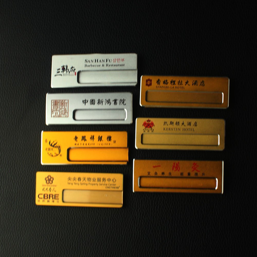 wholesale metal window name badge holder with magnetic back