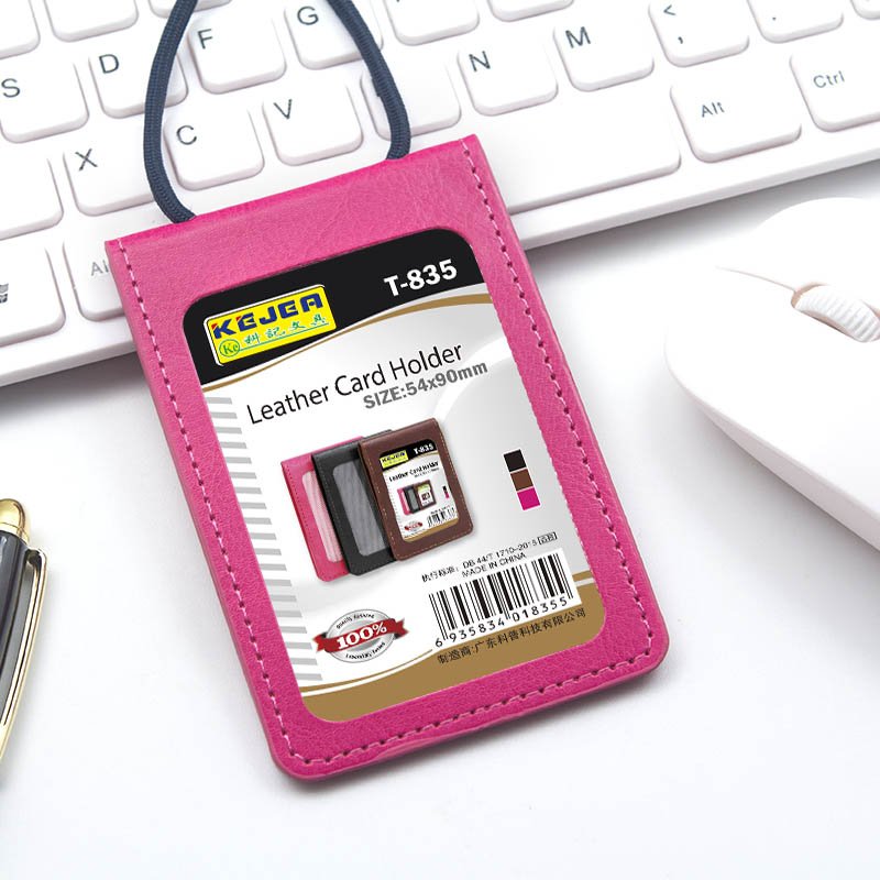 Factory Direct Premium Leather Credit Card Holder Business Card Holder With Lanyard ID Card Badge Holder