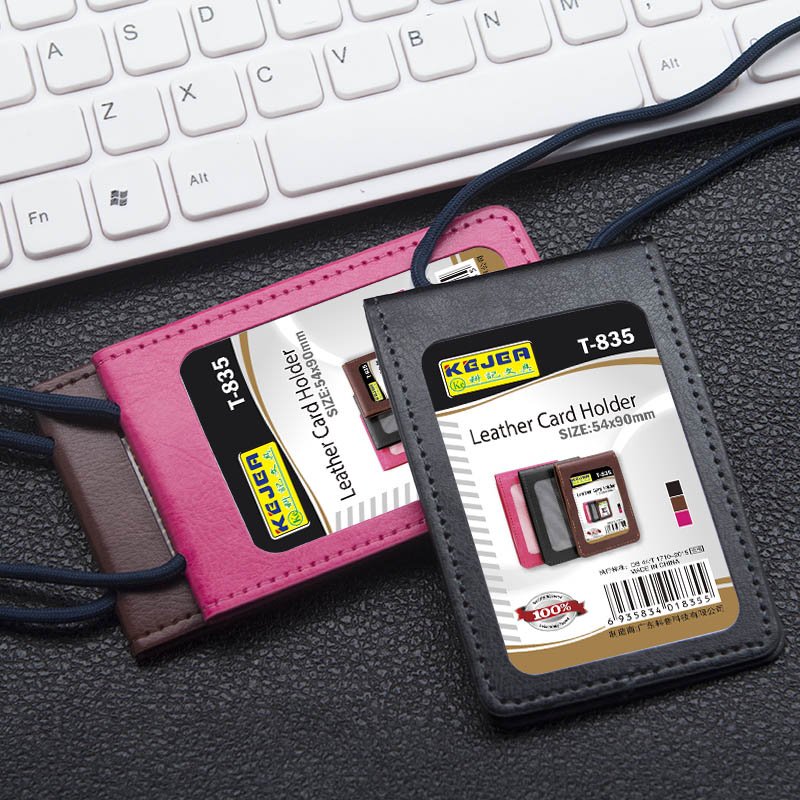 Factory Direct Premium Leather Credit Card Holder Business Card Holder With Lanyard ID Card Badge Holder