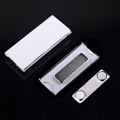 Blank DIY Name Tag Badge Holders with Magnetic Backing White Round Corners and Plastic Blank Badge for Office School