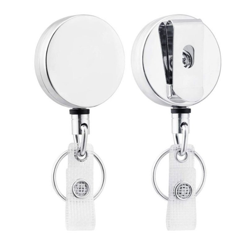 4cm Metal Retractable Key Chain Manufacturer Badge Reel with ID Card Holder Badge Reel Easy to Pull Buckle
