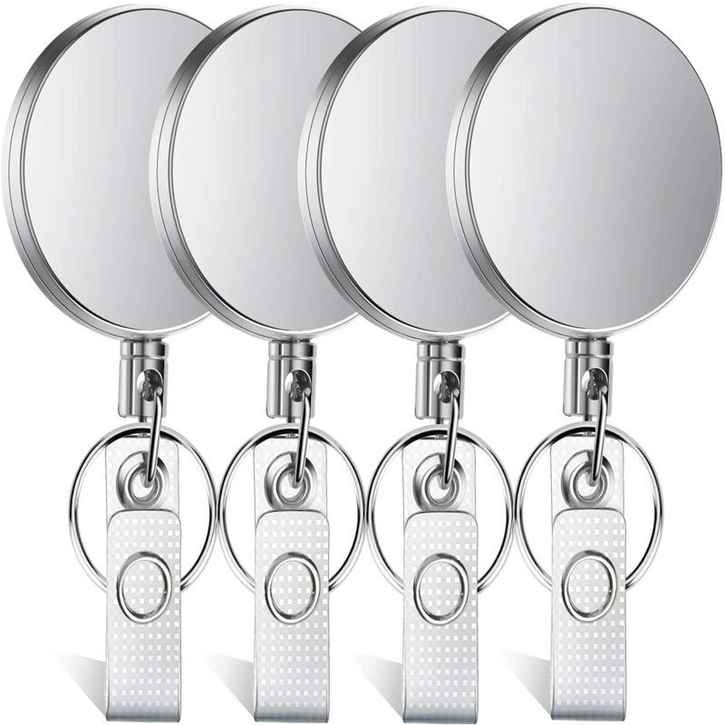 4cm Metal Retractable Key Chain Manufacturer Badge Reel with ID Card Holder Badge Reel Easy to Pull Buckle