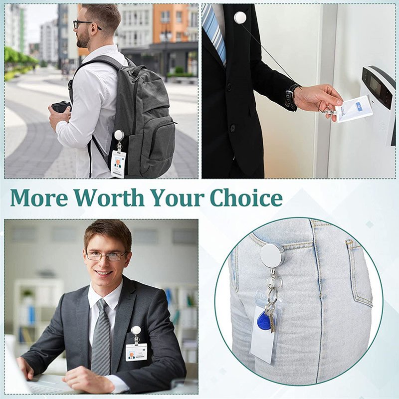 4cm Metal Retractable Key Chain Manufacturer Badge Reel with ID Card Holder Badge Reel Easy to Pull Buckle