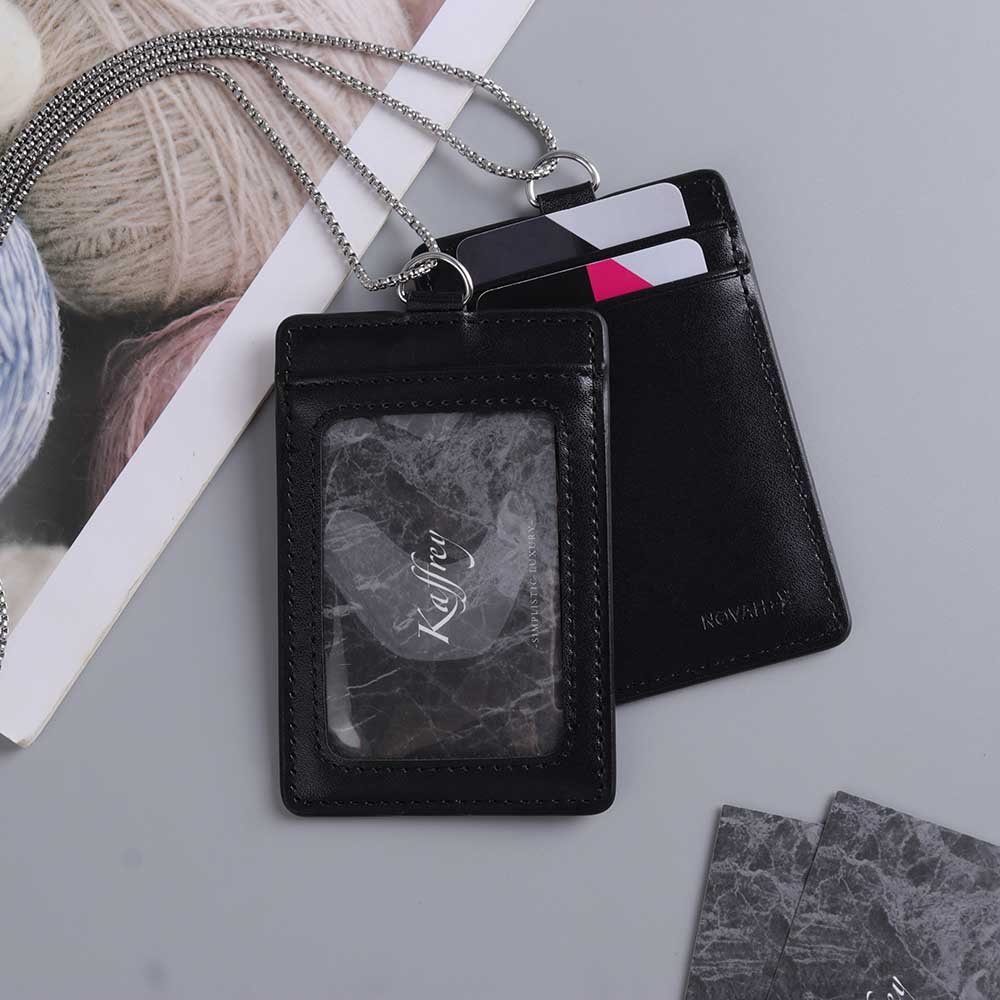 Vagen leather id card hold badge tag holder